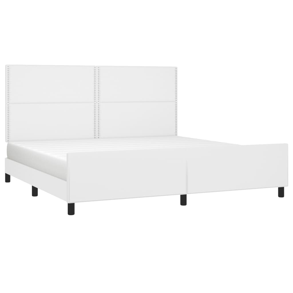 Maison Exclusive - Estrutura cama c/ cabeceira couro artificial 200x200 cm branco - 3