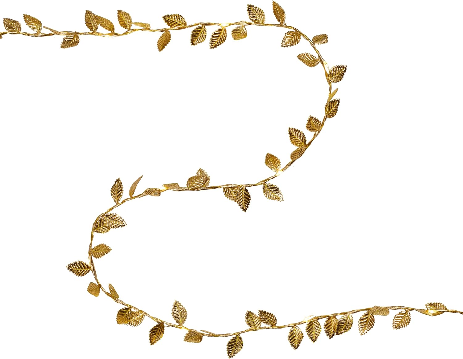 Guirlande lumineuse feuille d'or - 5 mètres, 50 LED - Fonctionne avec piles - Décoration d'automne - Lumière blanche chaude - 3