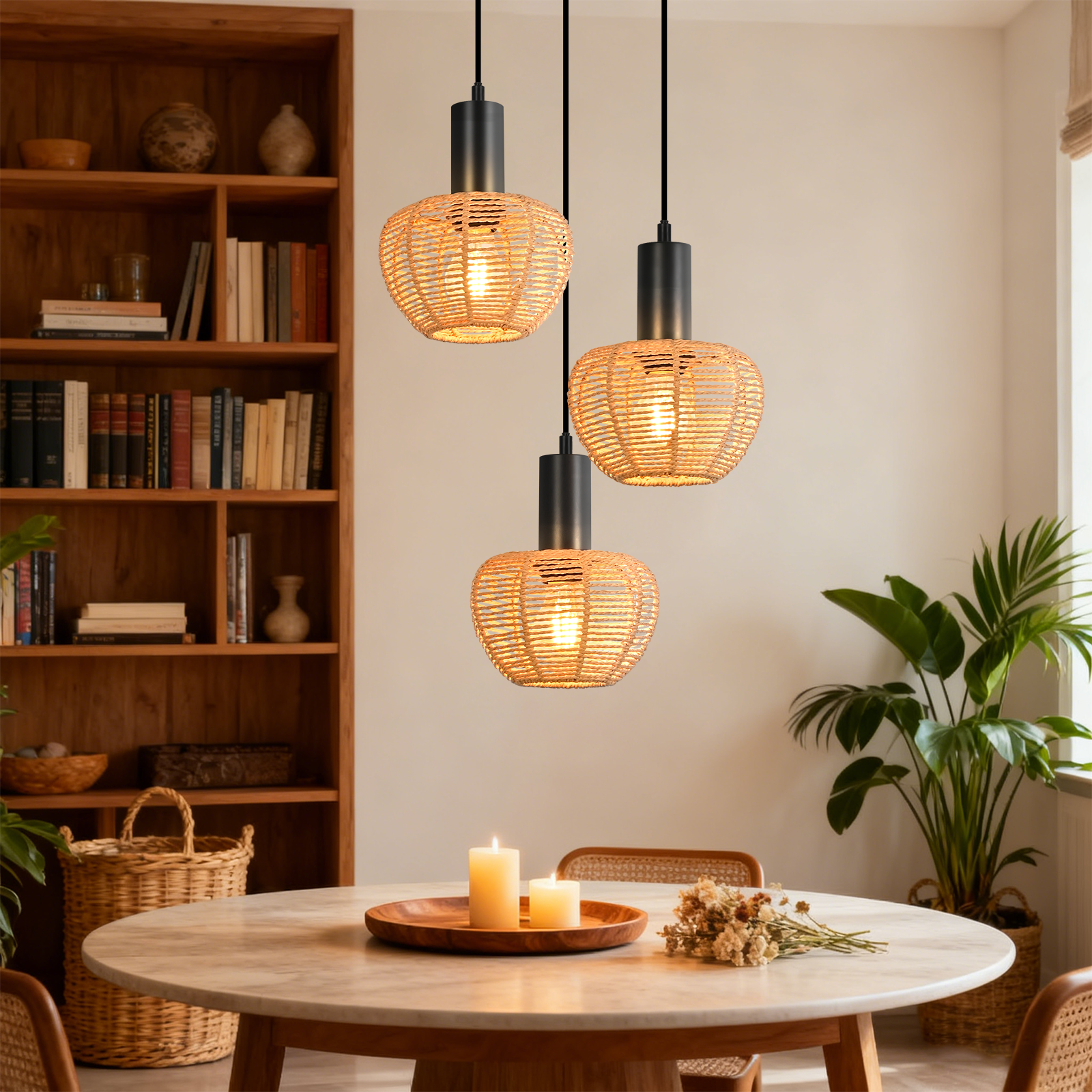 ZMH Czarna lampa wisząca w stylu vintage z trzema żarówkami E27 (żarówki nie są dołączone) - 6