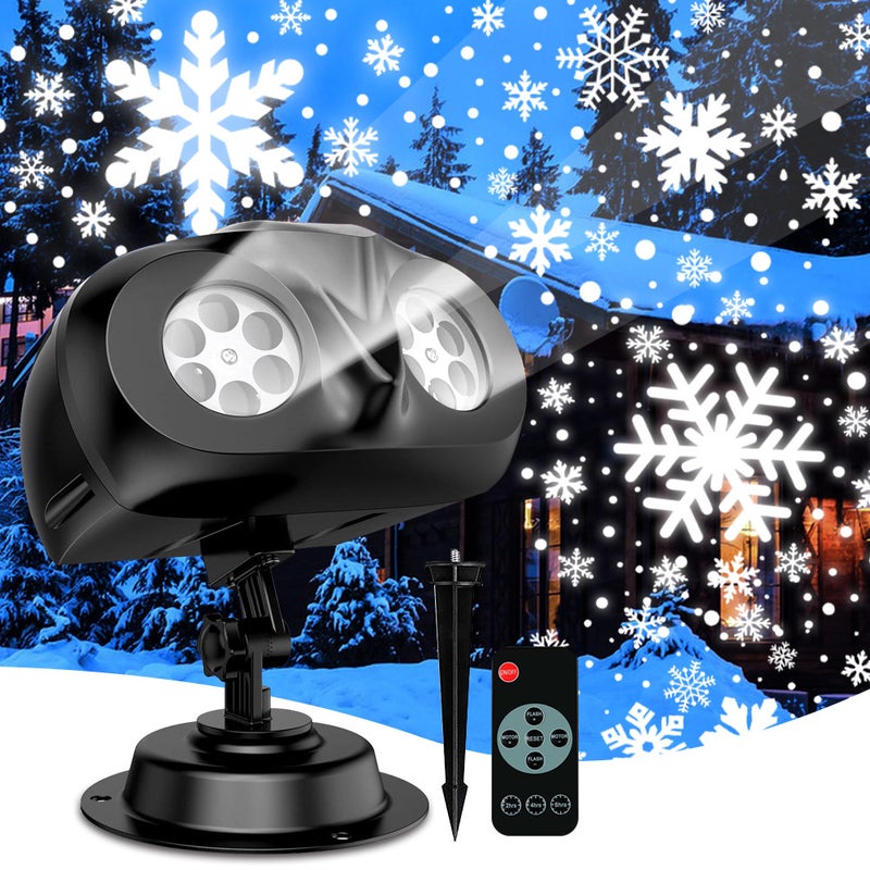 Projektor płatków śniegu z podwójną głowicą do dekoracji świątecznych projektor LED do użytku wewnątrz i zewnątrz Boże Narodzenie festiwale przyjęcia