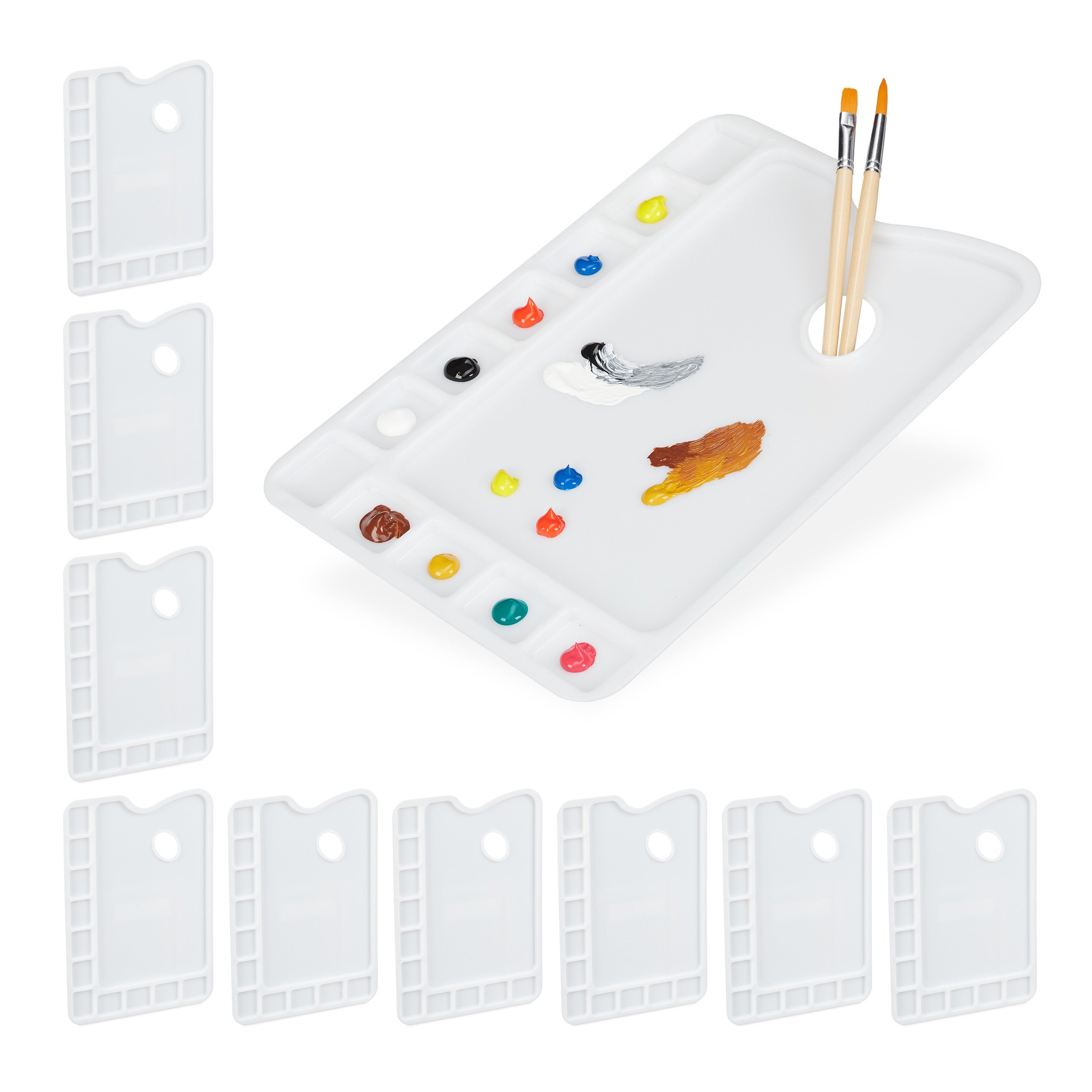 Set 10 Paletas Pintura con Orificio Pulgar, Mezclar Acrílico, Óleo