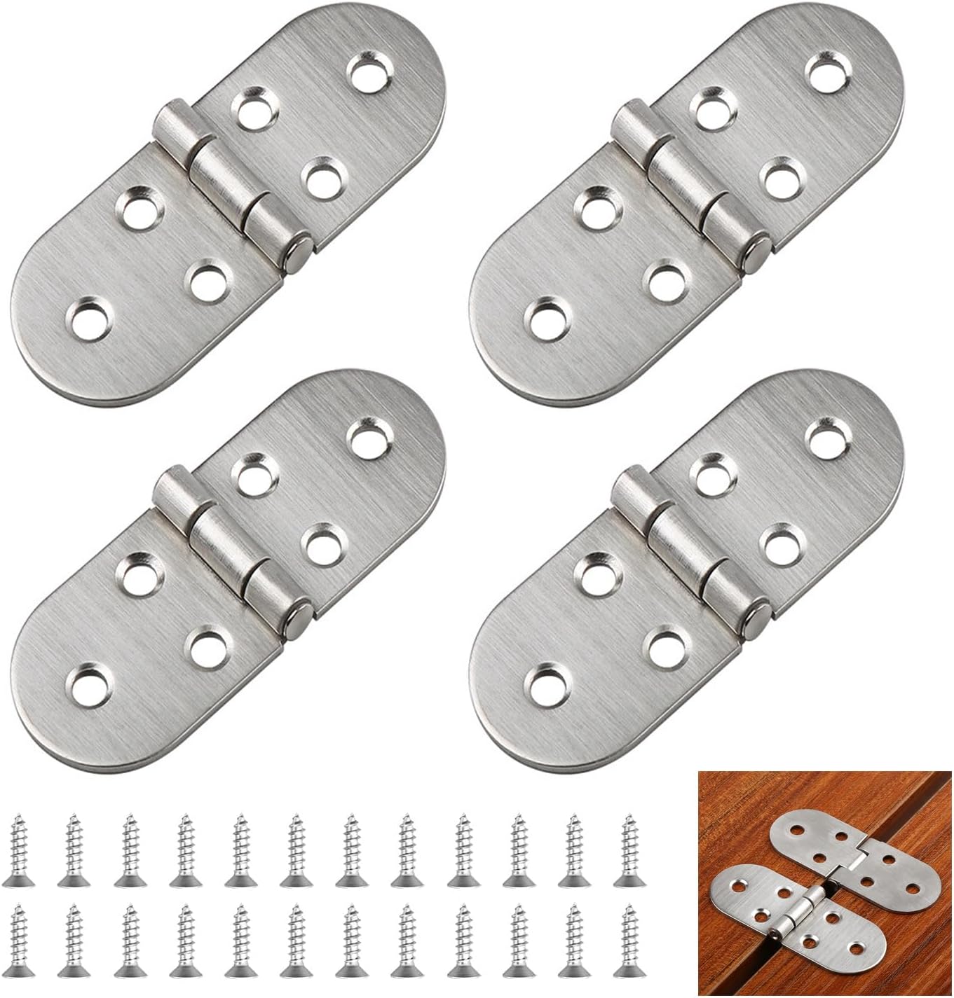 Zawias składany 270°, zawias ze stali nierdzewnej do stołu składanego, odpowiedni do mebli, maszyn do szycia, 4 sztuki