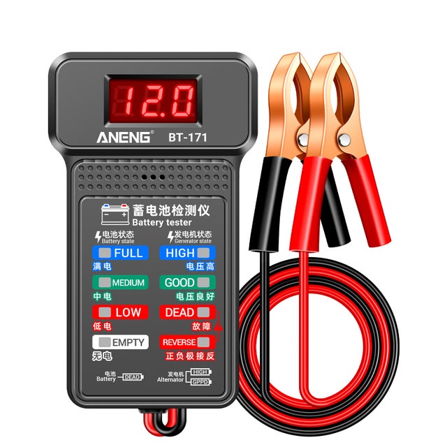 Testador Multifuncional de Bateria ANENG BT-171 12 V com Indicador de Estado e Tela LED Invertida para Eletricistas e Mecânicos