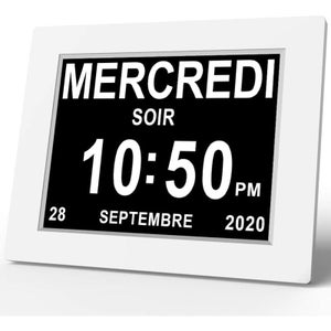 Orologio Calendario Digitale Con Display 8" – Data, Mese, Anno E Giorno Non Abbreviati, 25 Allarmi Personalizzabili, Auto Dimmer, Per Anziani Con Demenza O Alzheimer