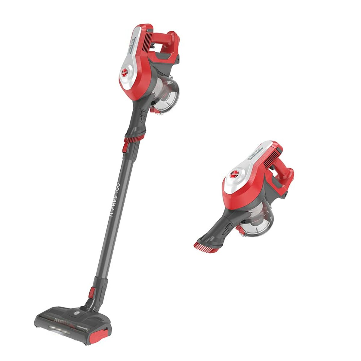 Hoover H-FREE 100 HF122RH 011 Scopa Elettrica Senza Fili, Senza Sacco, Ciclonico, Batteria 22V, Autonomia 40 Min, Grigio