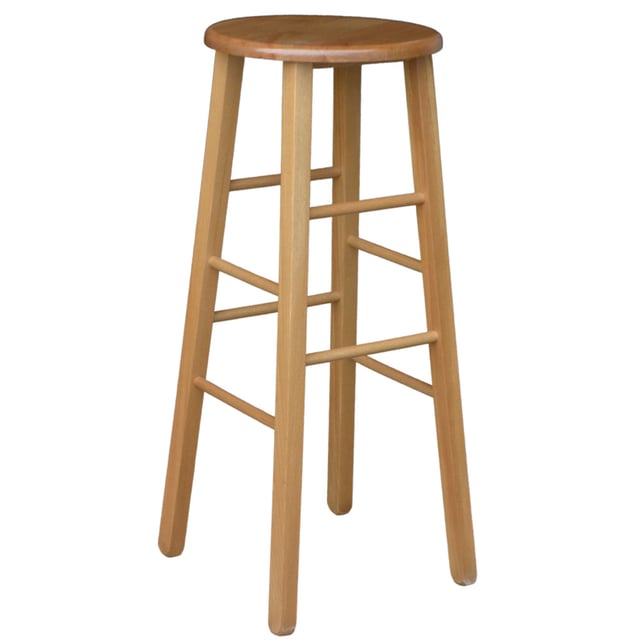 Tabouret Avec Assise Ronde H 80 CM De Couleur Noyer Clair Leg droit Restaurant