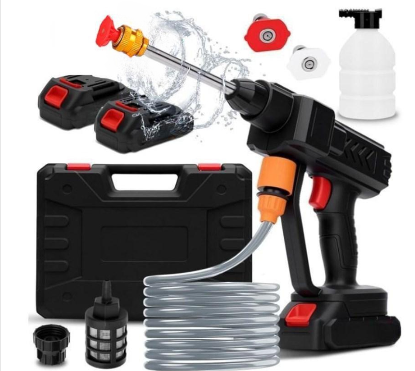 Nettoyeur Haute Pression Sans Fil - 435 PSI, Buse 6 En 1, Batterie Longue Durée, Tuyau 5m, Pour Voiture, Jardin, Terrasse - Puissant Et Portable