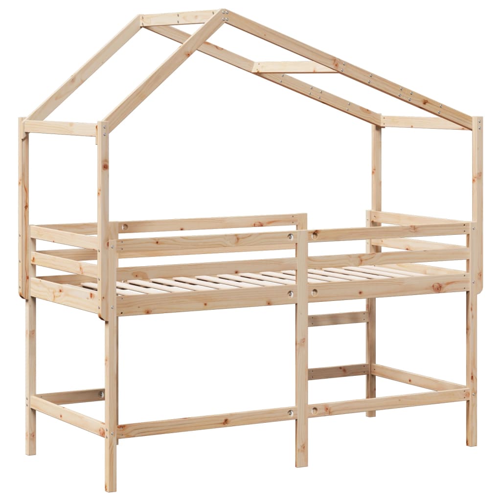 Lit superposé et échelle et toit 90x190 cm bois de pin massif - 7