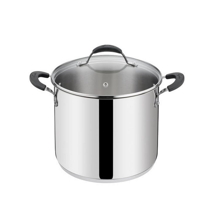 Lagostina Tempra Acciaio Pentola e Coperchio, Pentola Ø 24 cm in Acciaio Inox 18/10 + Coperchio in Vetro, con Fondo Lagotherm e Manicature in Silicon