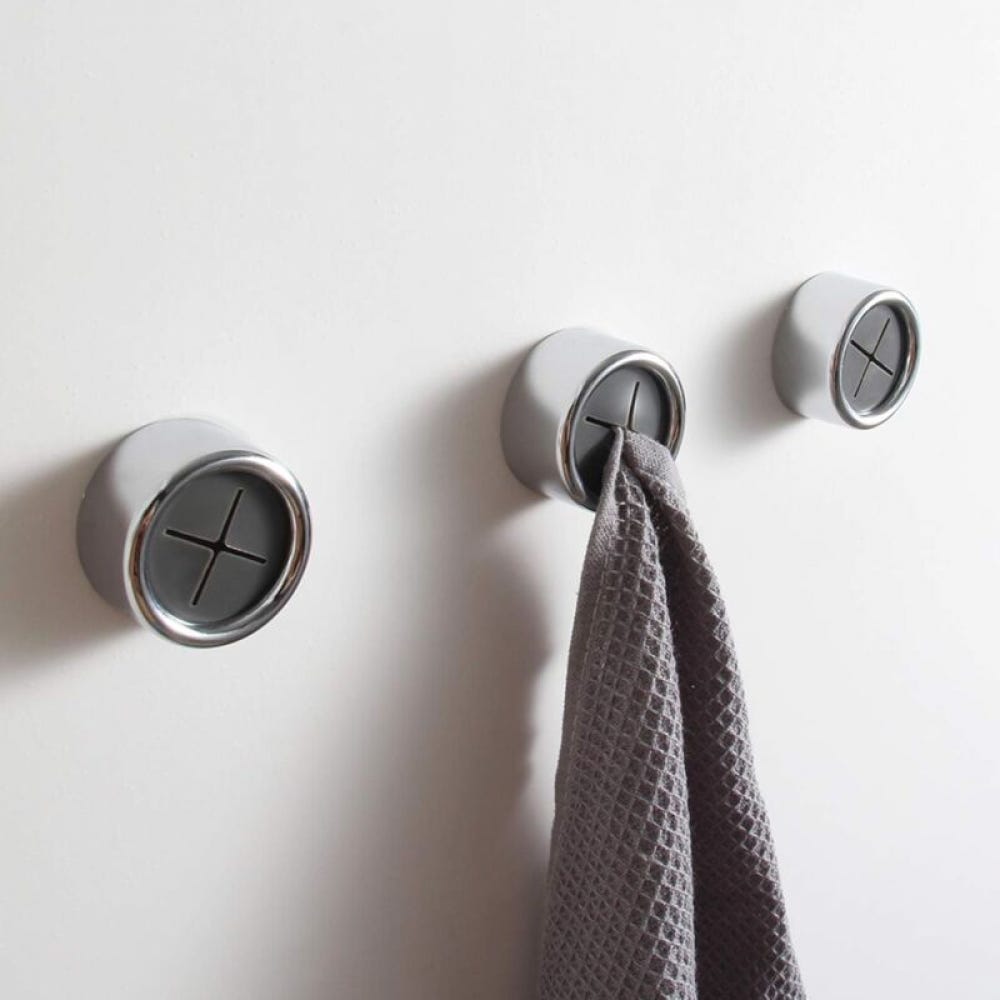 5 Ganci Rotondi Autoadesivi Per Parete: Per Bagno E Cucina, Senza Fori - Design Cromato