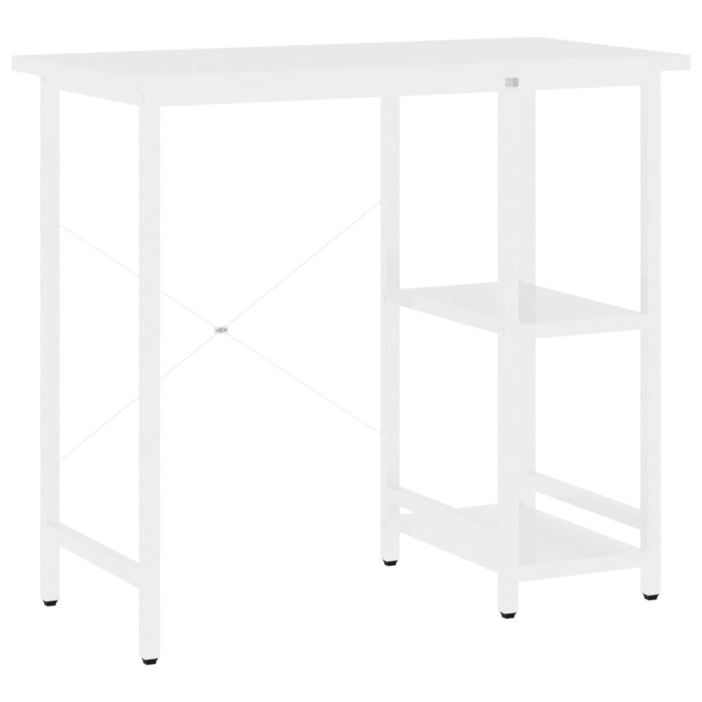 Bureau D'Ordinateur Avec Étagères - 100x45x140 Cm, Bois D'Ingénierie Blanc - Table De Travail Et Rangement