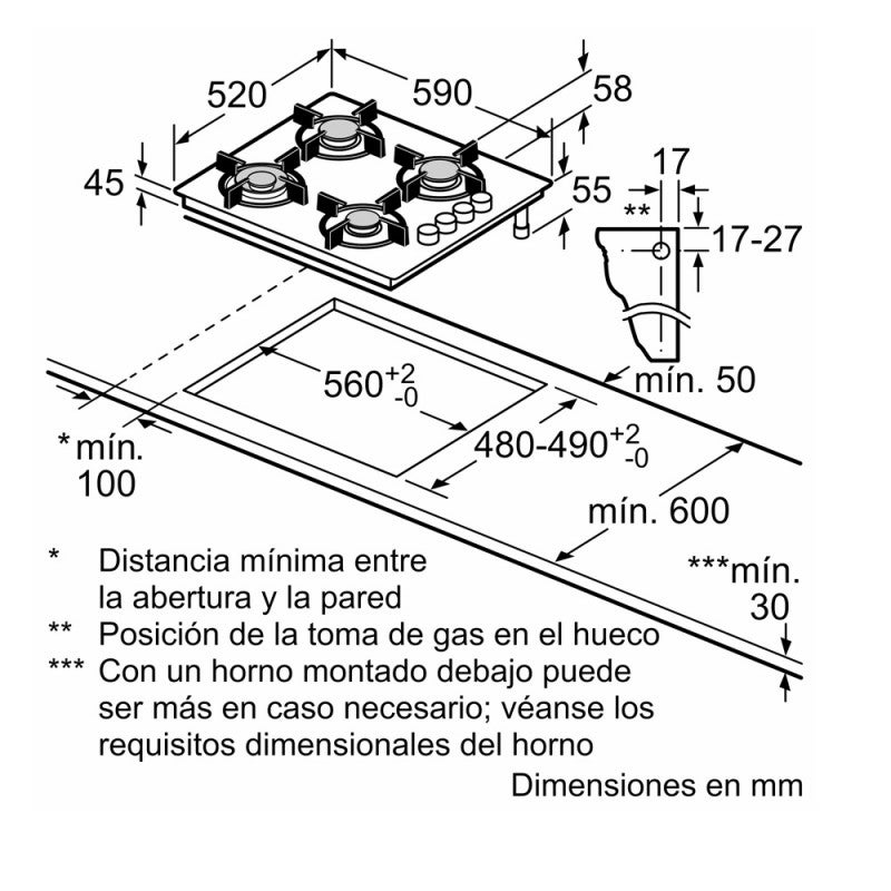 Plaque Au Gaz Balay 3etg464mb (60 Cm) - 2