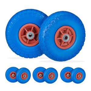 Lot De 2 Roues Pleines Pour Brouette - Caoutchouc PU - Diamètre 260mm - Pour Axe De 20mm - Anti-crevaison