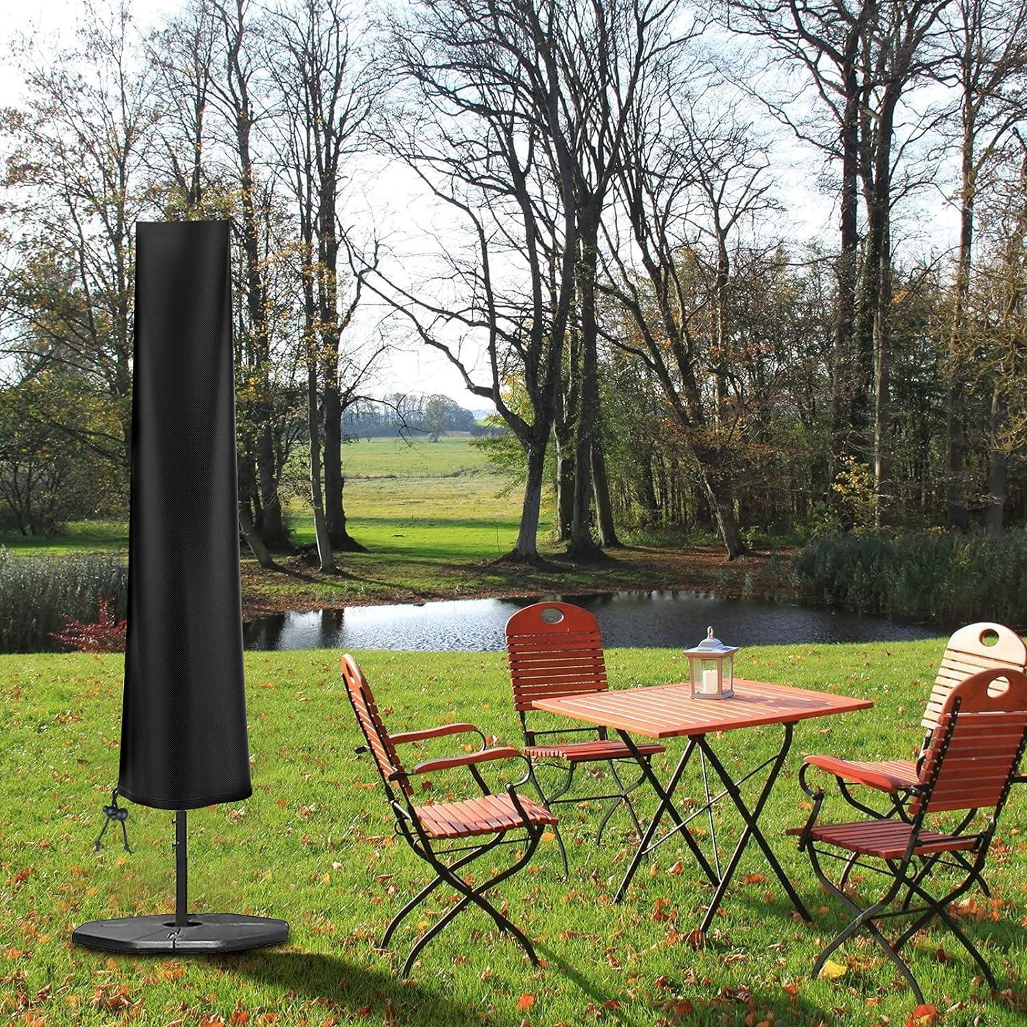 Housse de parasol de jardin de 2 à 4 m de diamètre, grande housse de parasol, Oxford Protect 420D EU pour parasol de 9 à 11 pieds, H 190 x 30/50 cm - 4