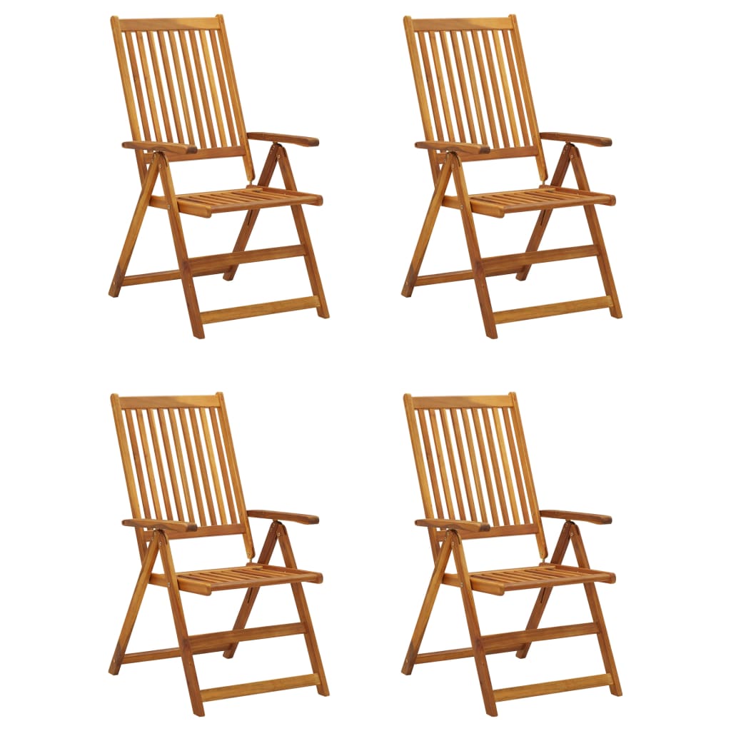 Chaises inclinables de jardin 4 pcs avec coussins Bois d'acacia - 2