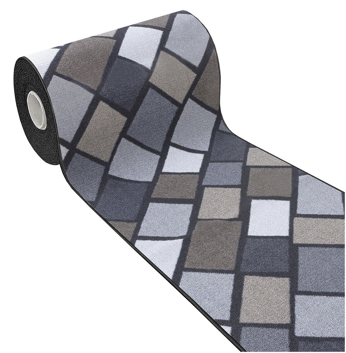 Alfombra de cocina 57x280 cm corredor antideslizante bordeada camino entrada diseño mosaico gris