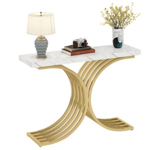 Tavolo Consolle Tribesigns Con Ripiani, 140x30x80 Cm, In Legno Marrone, Ideale Per Ingresso, Dietro Il Divano O Corridoio, Design Salvaspazio