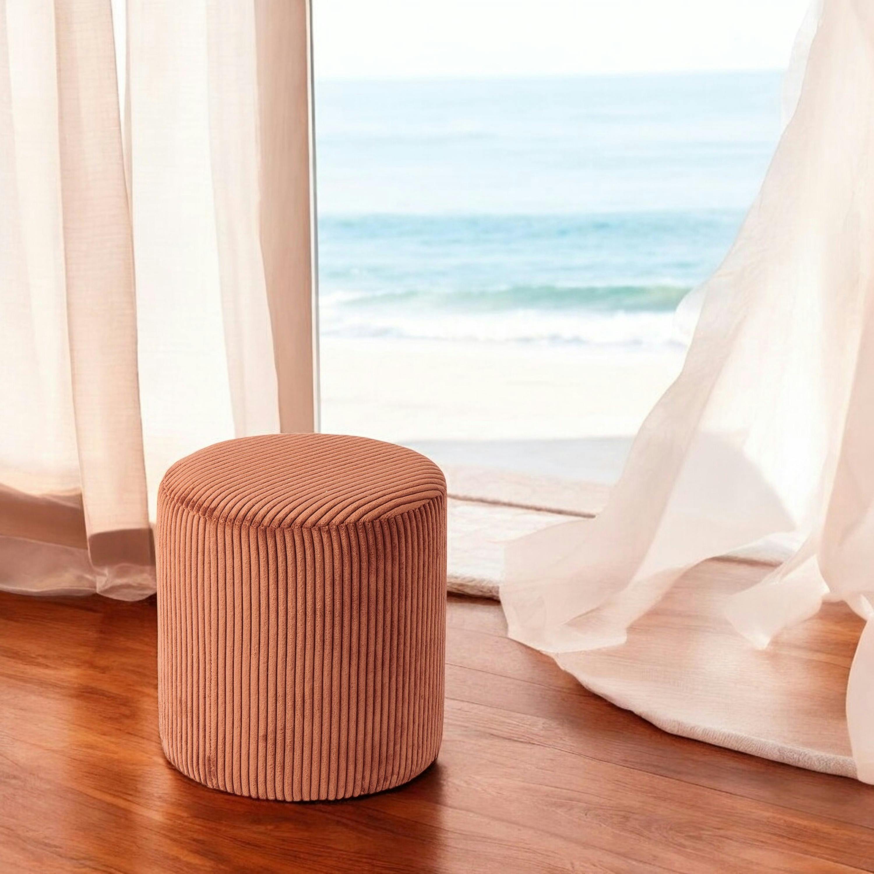 Pouf rond velours c?�tel?� rouille (lot de 2) MALMOE | Leroy Merlin