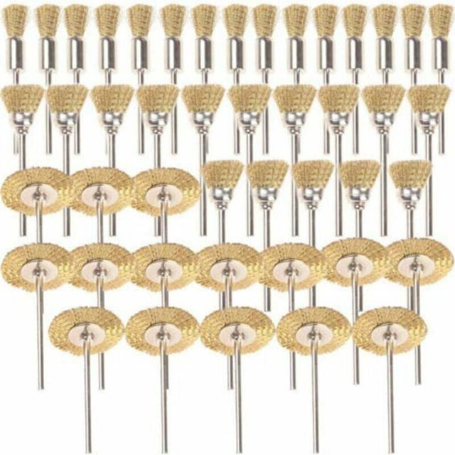 45&nbsp;Pièces Laiton Brosses Brosses Brosse Métallique Fil De Dremel Proxxon Kit De Polissage Acier Disques De Polissage Ronde Tige À Disque Ø 3,17&nbsp;Mm