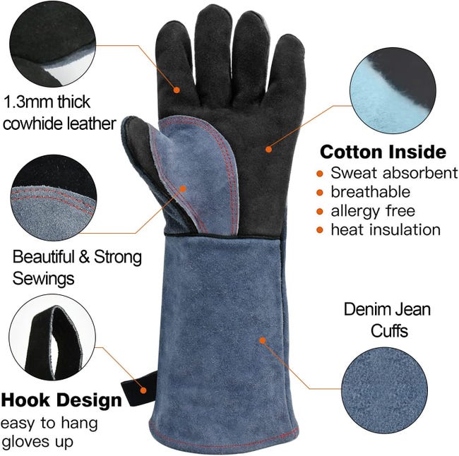 Guantes De Soldadura De Cuero Para Trabajo, Guante... – Grandado