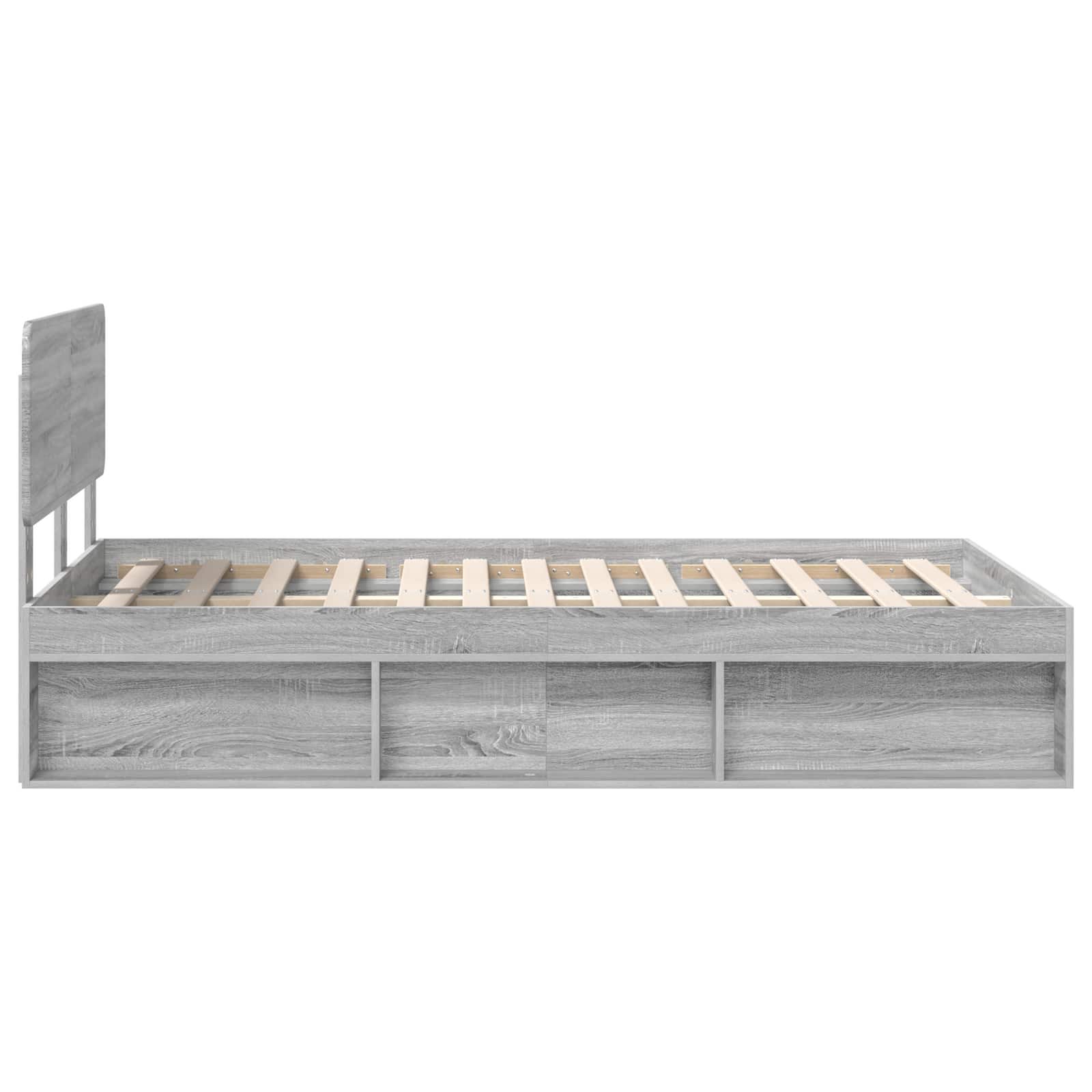 Cadre de lit en pin massif gris pour la chambre, 135 × 190 cm - 8