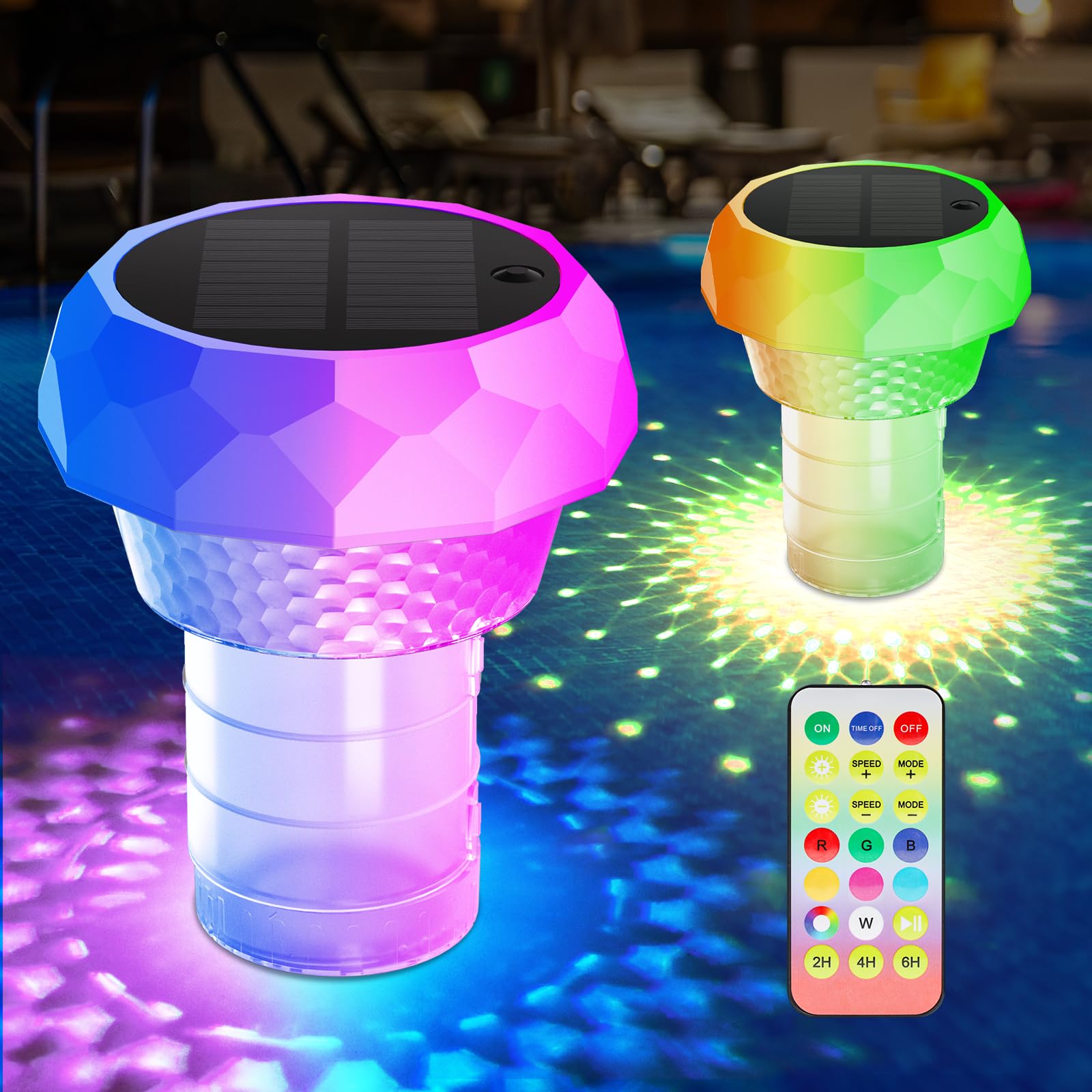 Zestaw solarnych pływaków do basenu z chlorem z kolorowymi światłami pilot zdalnego sterowania trybów oświetlenia timer wodoodporność do basenu