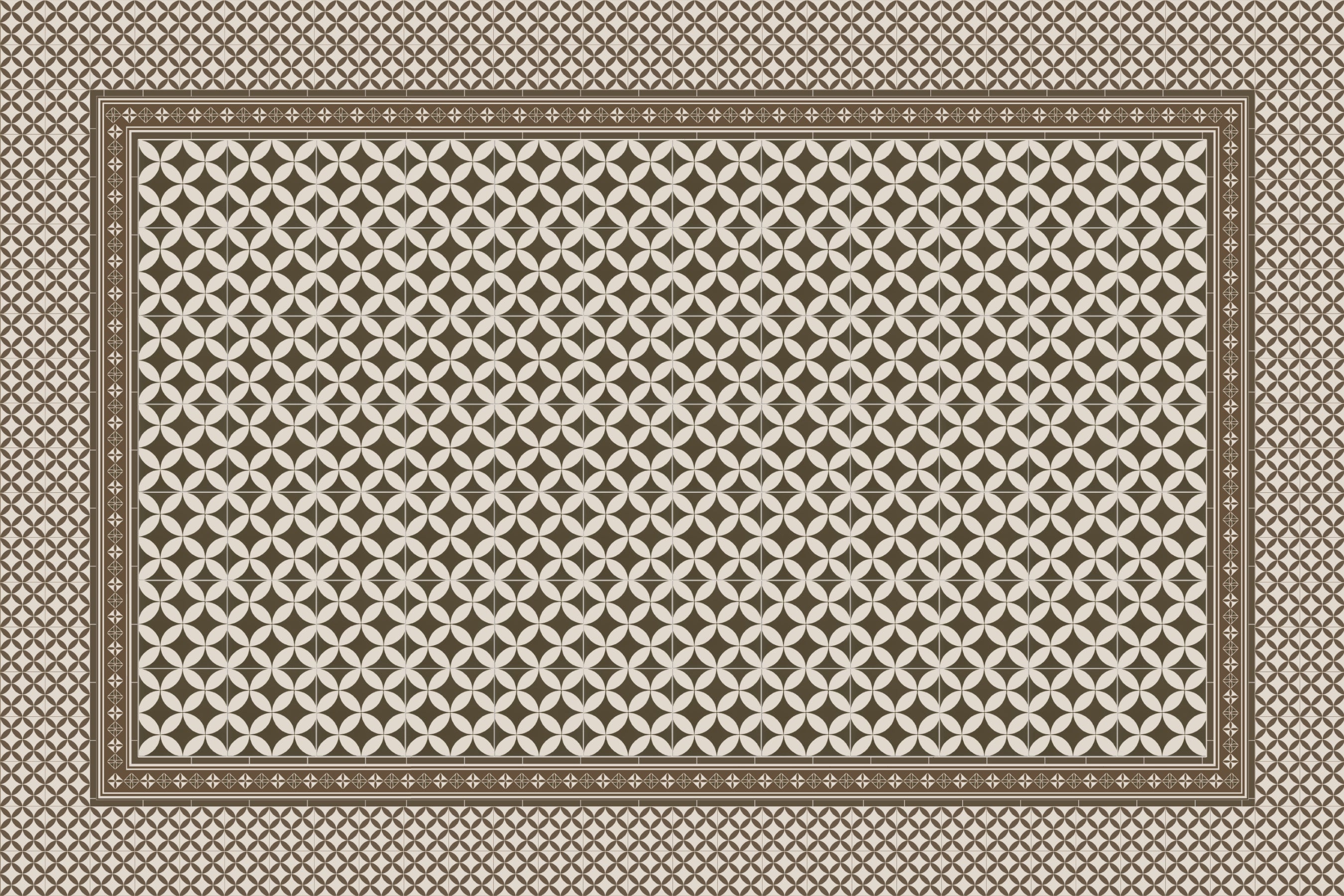 Dywan winylowy Dalia Sepia 160x240 cm - antypoślizgowy dywan PVC do kuchni lub salonu, zmywalny, wodoodporny, w stylu hydraulicznym
