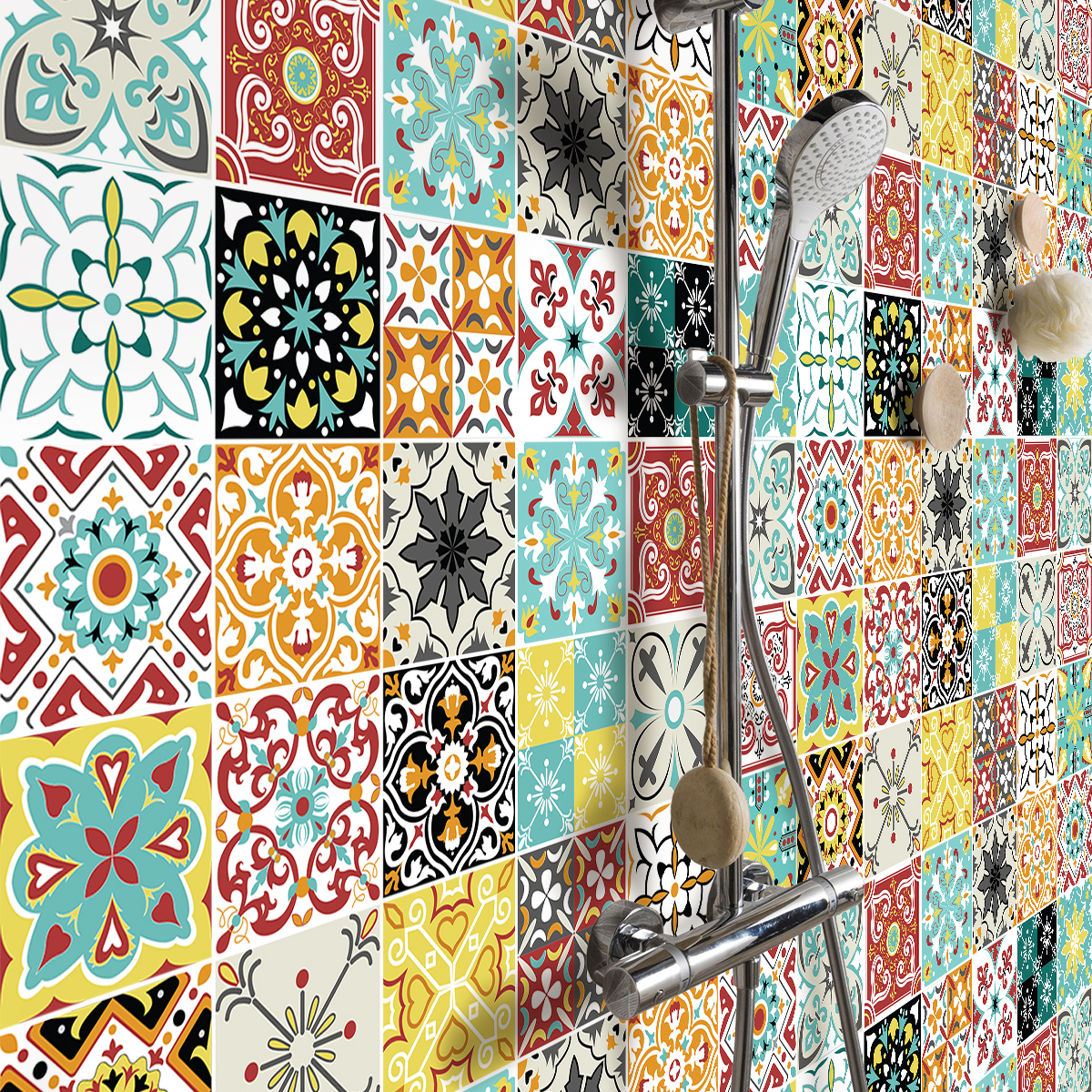 30 vinilo baldosas azulejos geralfia - adhesivo de pared - revestimiento sticker mural decorativo - 30stickers20x20cm