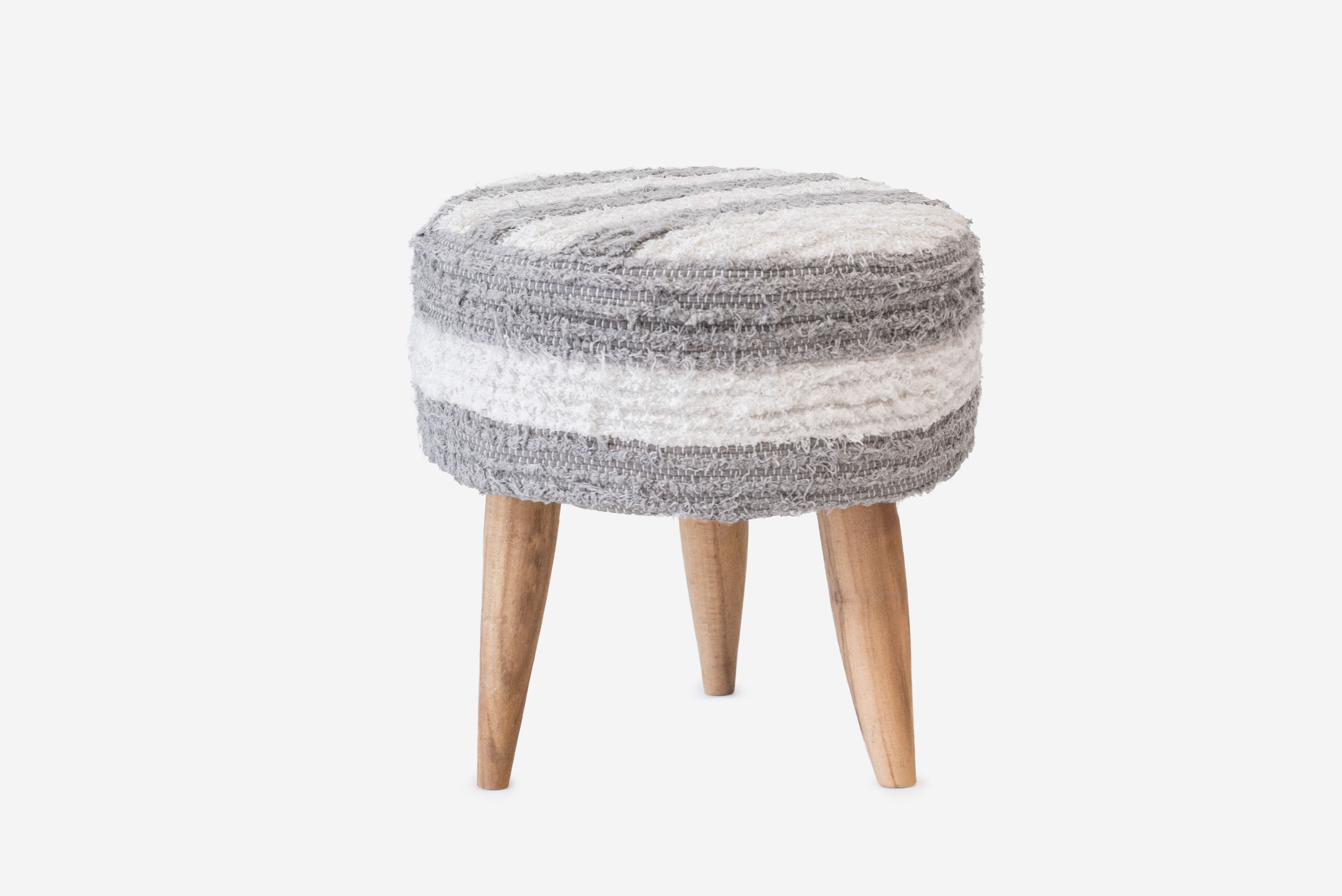 TABORET DZIECIĘCY Z BAWEŁNY W KOLORZE BIAŁYM I SZARYM Ø38X40CM