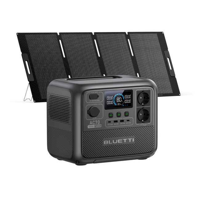BLUETTI Générateur Électrique AC70(1000W/768Wh) avec Panneau Solaire MP200(200W),Groupe Électrogène Solaire extérieur,camping,balcon