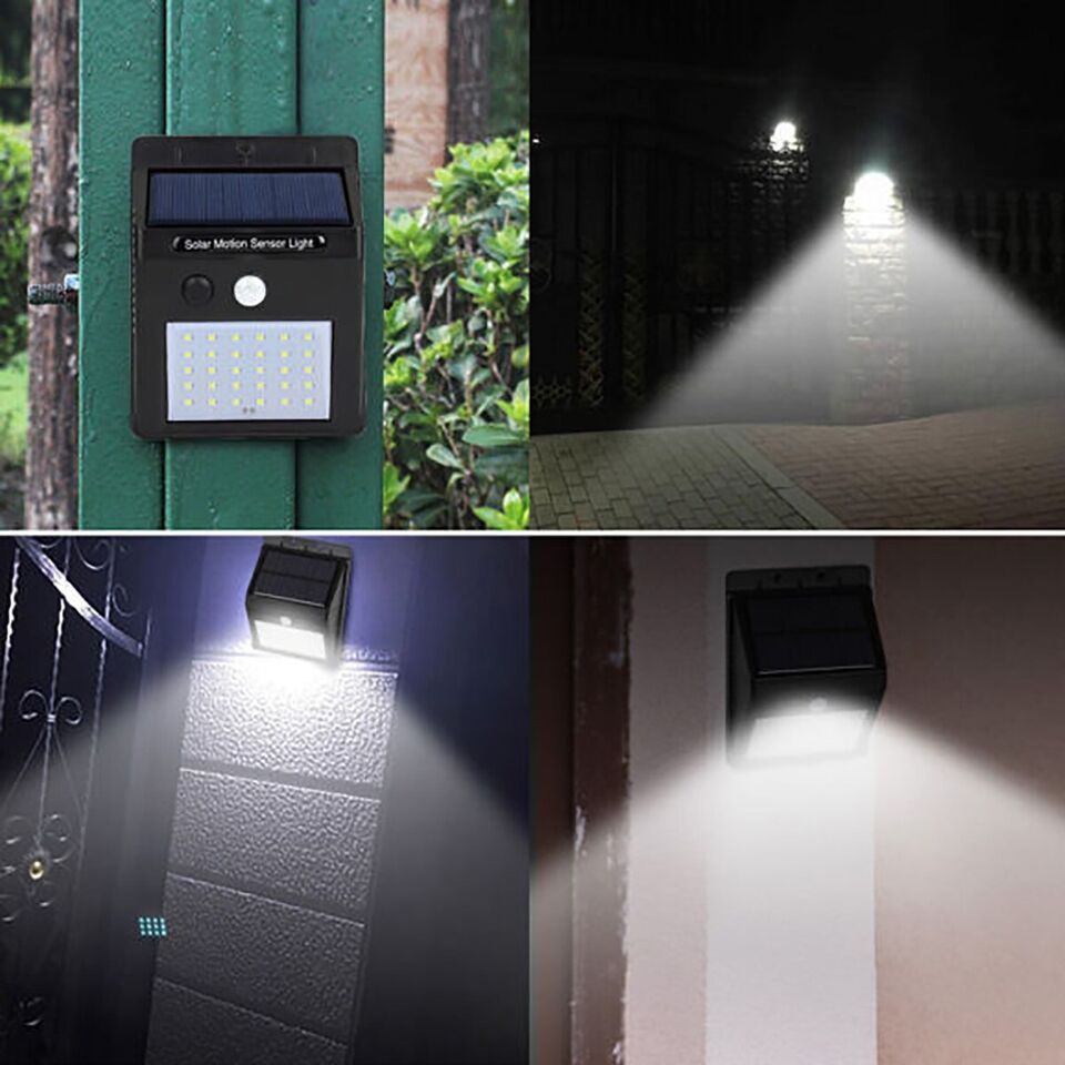 FARETTO CON 30 LED CON PANNELLO SOLARE RICARICABILE SENSORE MOVIMENTO ESTERNO - 4
