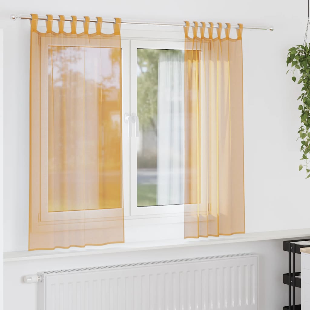 Zasłony woalowe z pętelkami 2 szt. Pomarańczowe 140x140 cm vidaXL