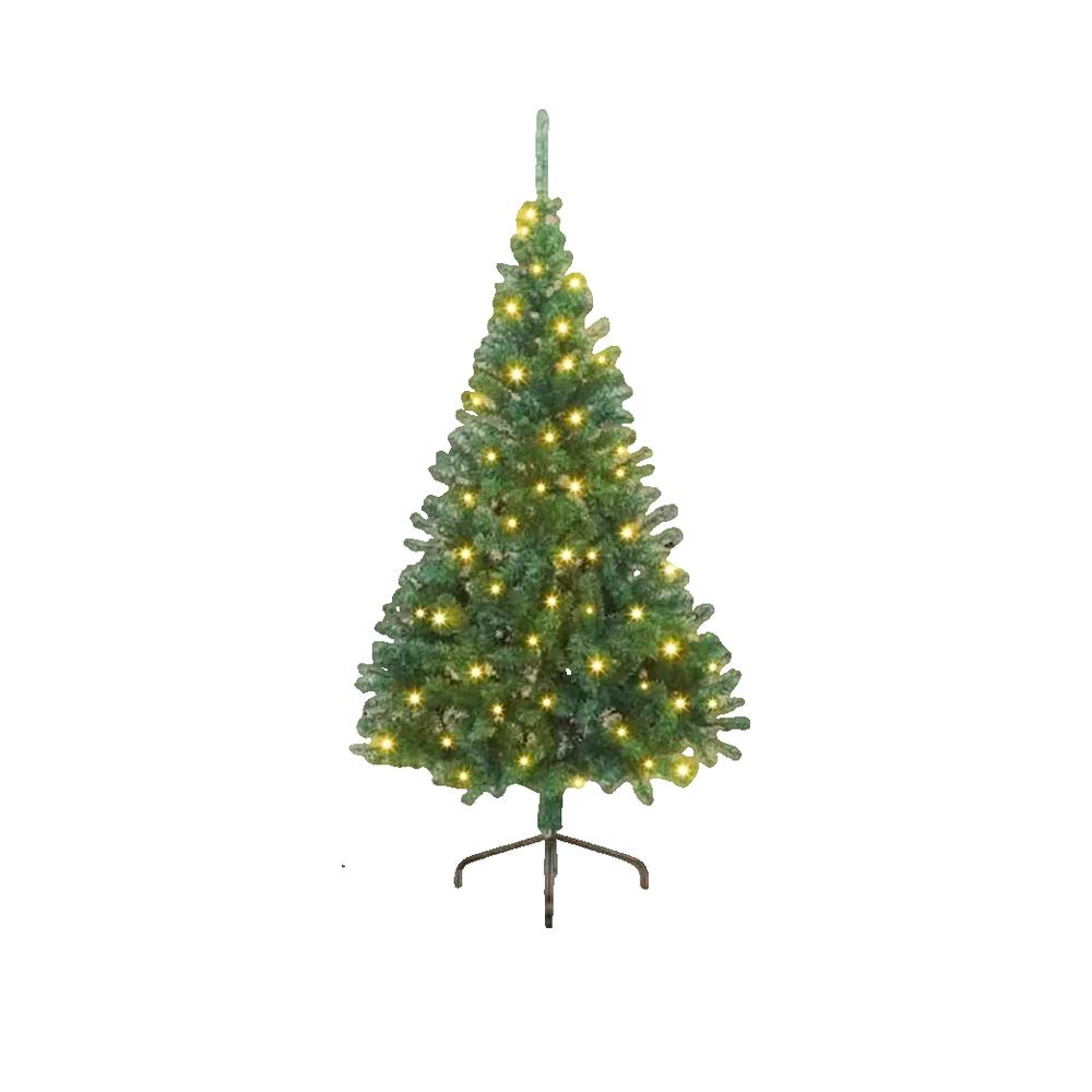 Sztuczna choinka vidaxl 180 cm 300 LED ciepła biel