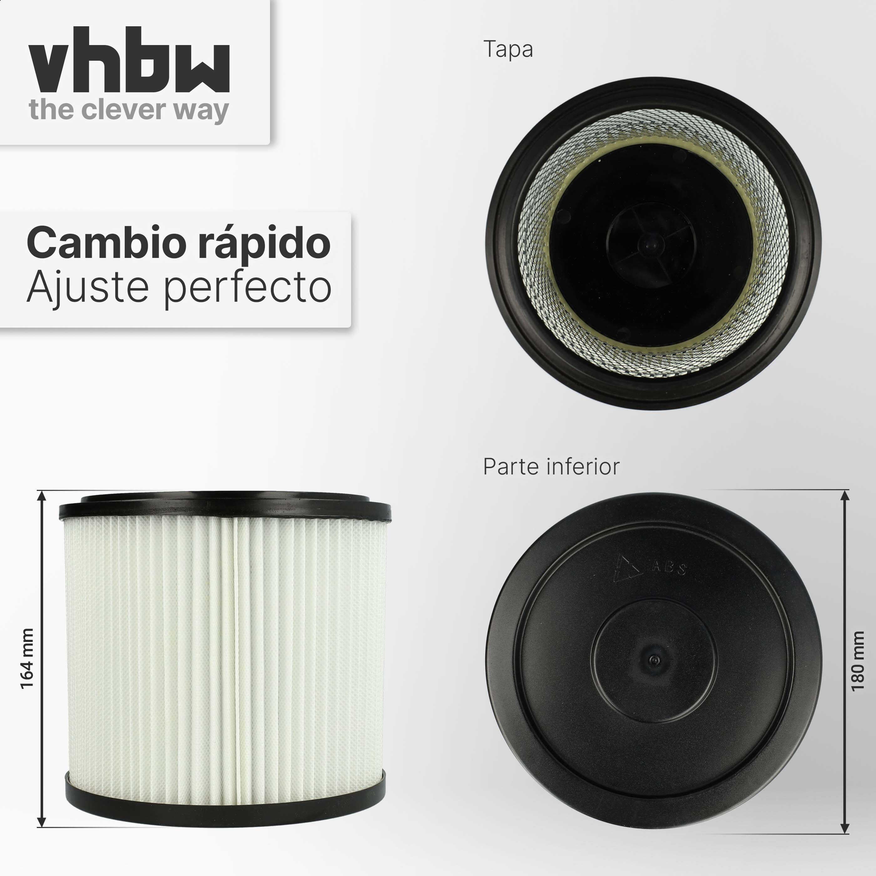 vhbw 2x filtre plissé compatible avec Aqua Vac 7400 , 7402, 7404, 7405, 7409,7000, 7002, 7413, 7423 aspirateur - blanc - 5