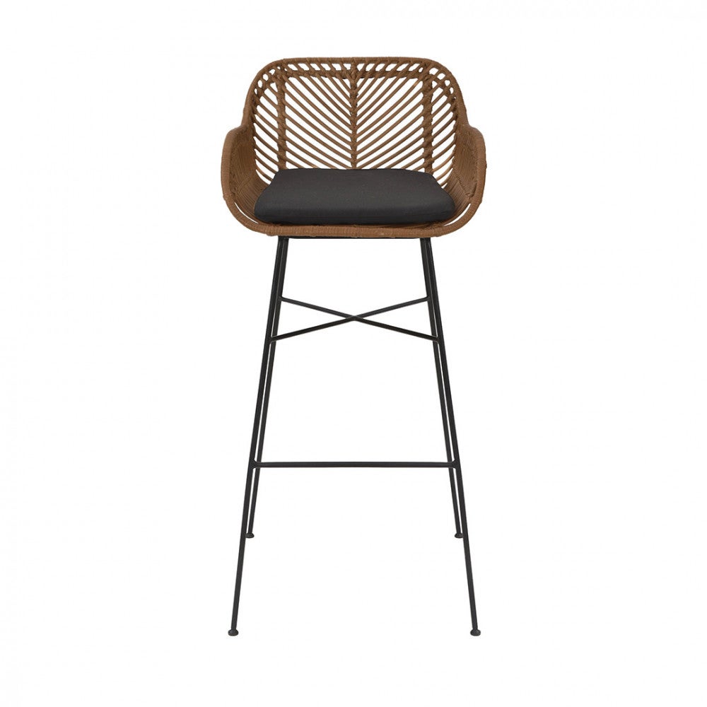 Nunuhai - Lot de 2 tabourets de bar en rotin H76cm - Bois foncé - 3