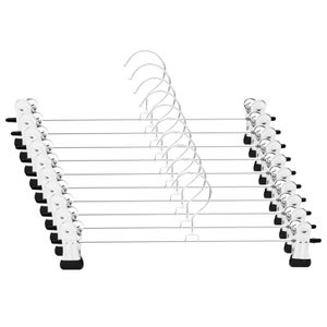 Lot De 10 Cintres Porte-Pantalons Métal Avec Clips Antidérapants - Crochet 360° Pour Jupes Et Chaussettes