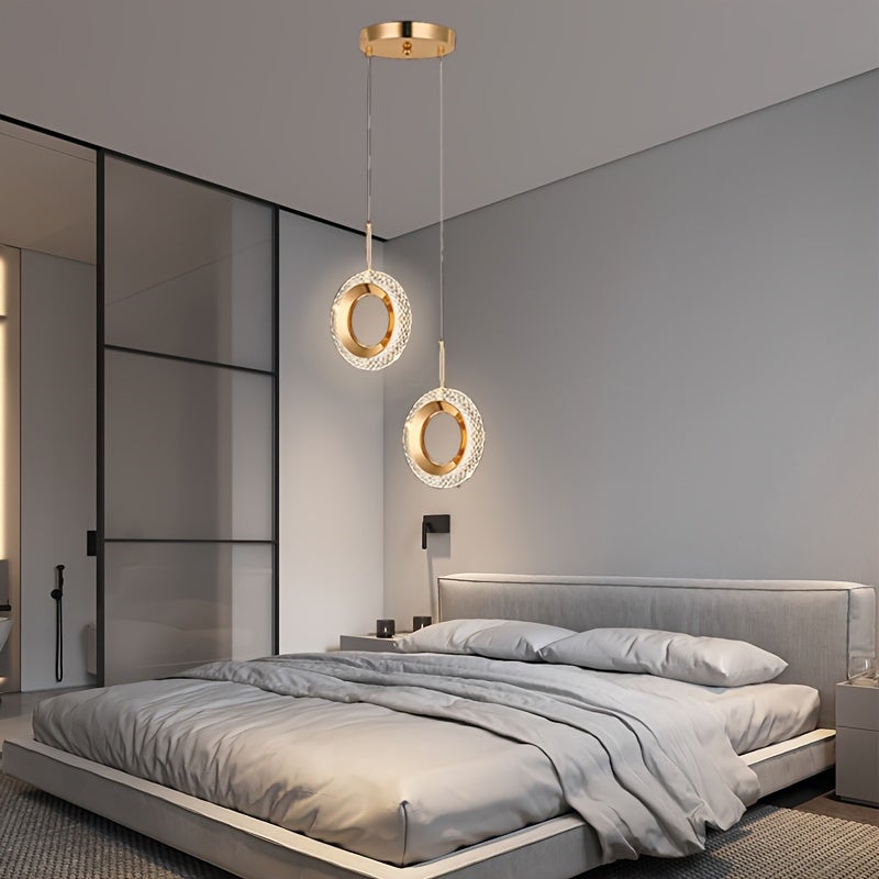 Nordic Ring Lampa wisząca LED Crystal, lampa sufitowa do wnętrz, dekoracja pokoju, do sypialni, salonu, nowoczesne żyrandole, 6500 K - 6