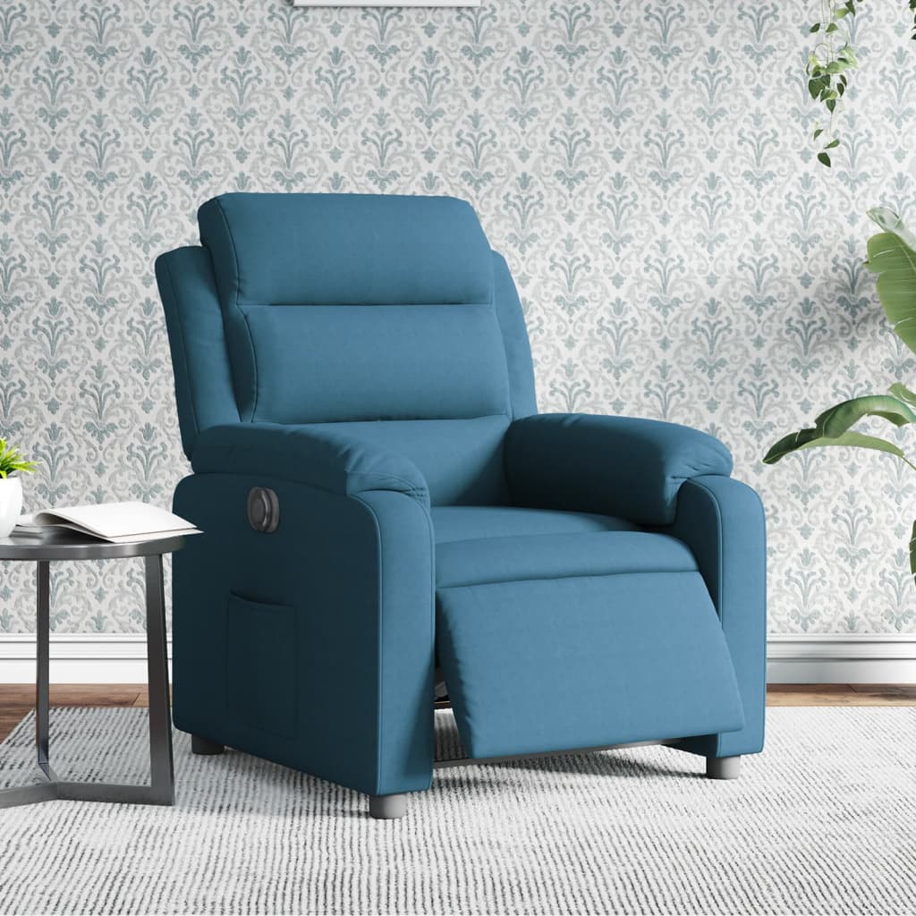 Poltrona Salotto Sedia Poltroncina Reclinabile Elettrica Blu