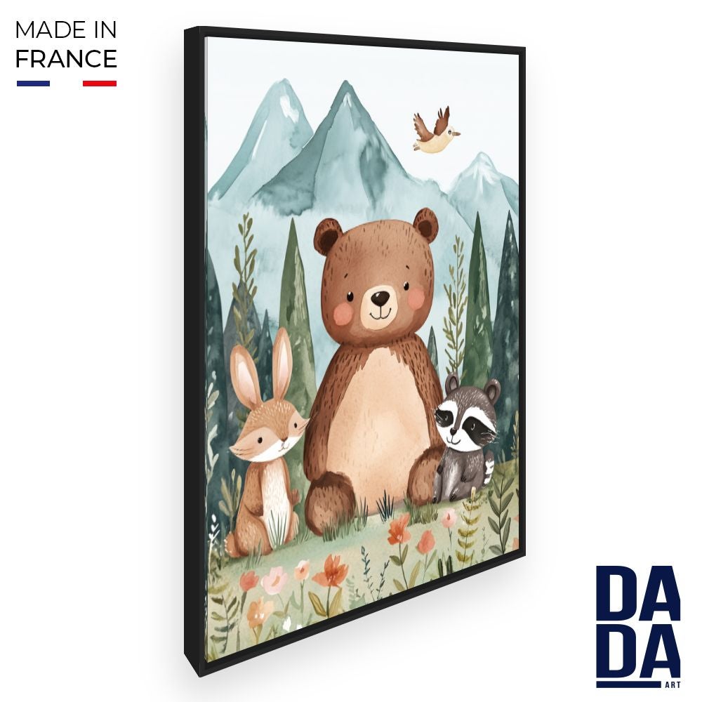 Tableau Imprimé Et Encadré Pour Enfants 'Lionceaux Mignons' / 72x108cm