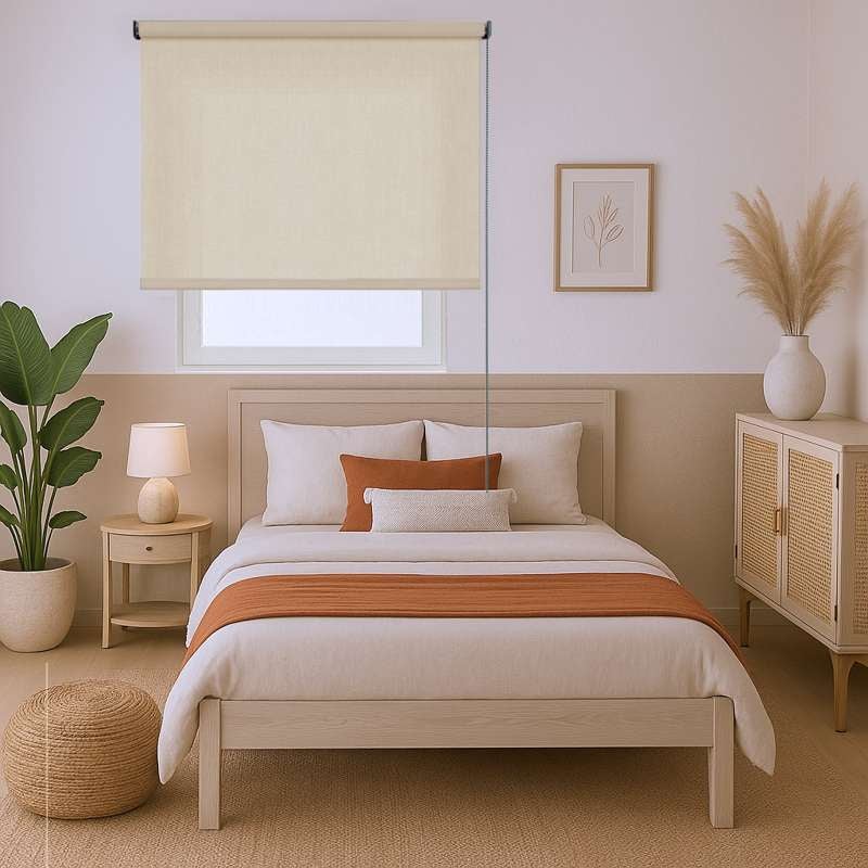 Tenda a Rullo Filtrante, Tenda Avvolgibile Traslucida Liscia Per Finestre e Porte Beige 180x180 cm - 7