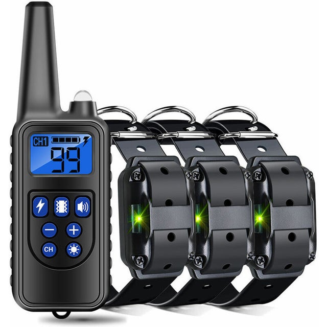 Collar de adiestramiento para perros, resistente al agua y recargable, con un alcance de 800 m [1 emisor + 3 receptores]