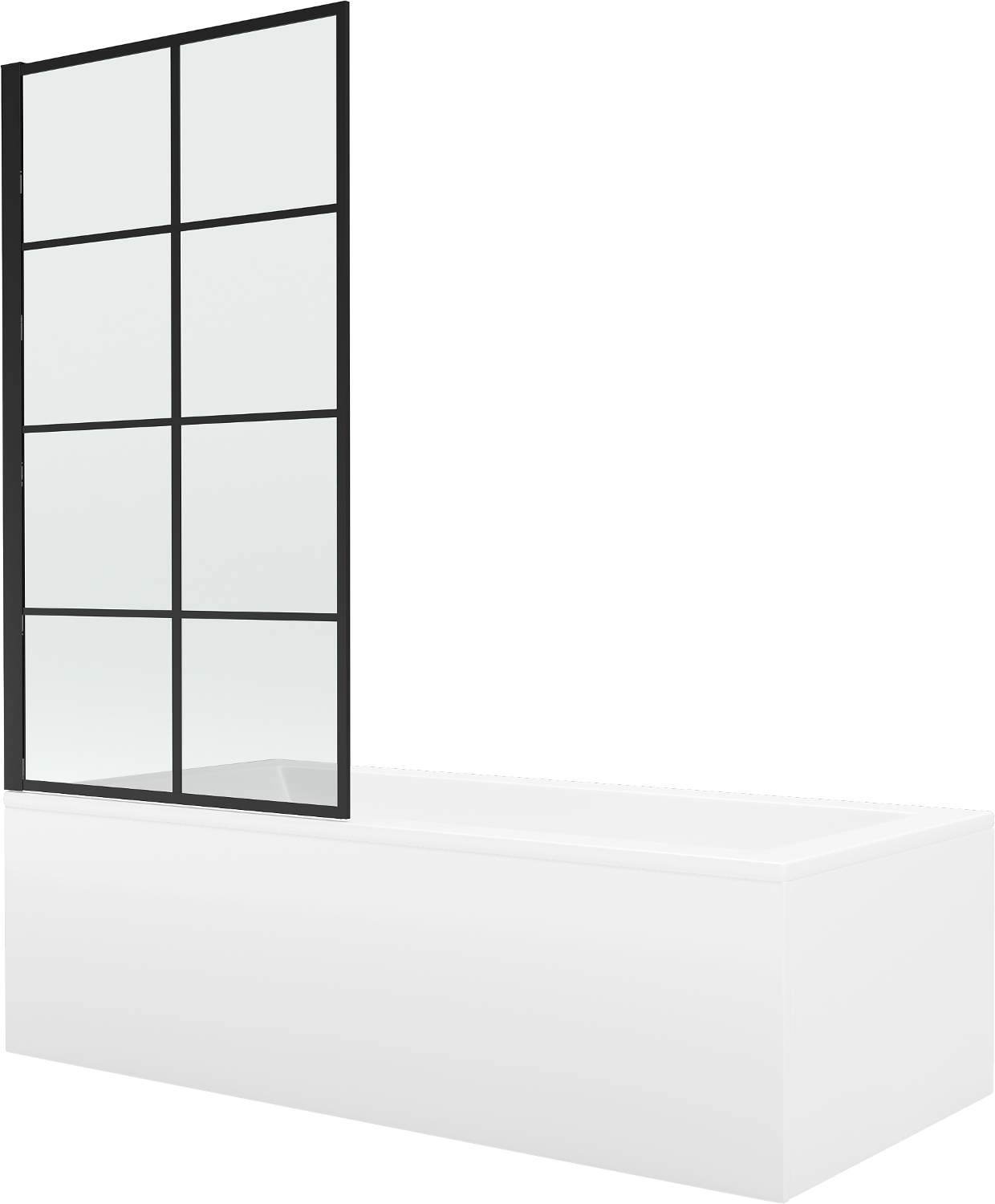 Mexen Cubik wanna prostokątna 150 x 70 cm z obudową i parawanem 1-skrzydłowym 80 cm, czarny wzór - 550315070X9308017077