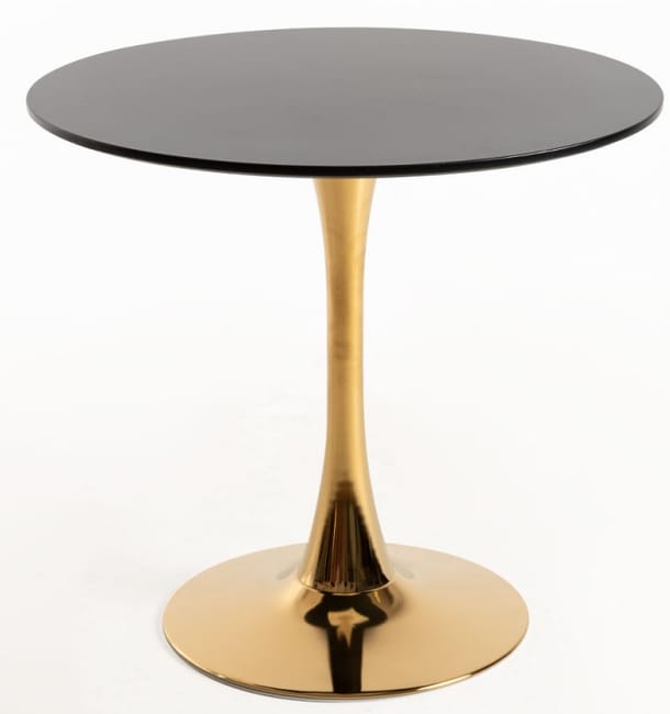Table ronde moderne bois noir et pied métal doré Tulipa 90cm | Leroy Merlin