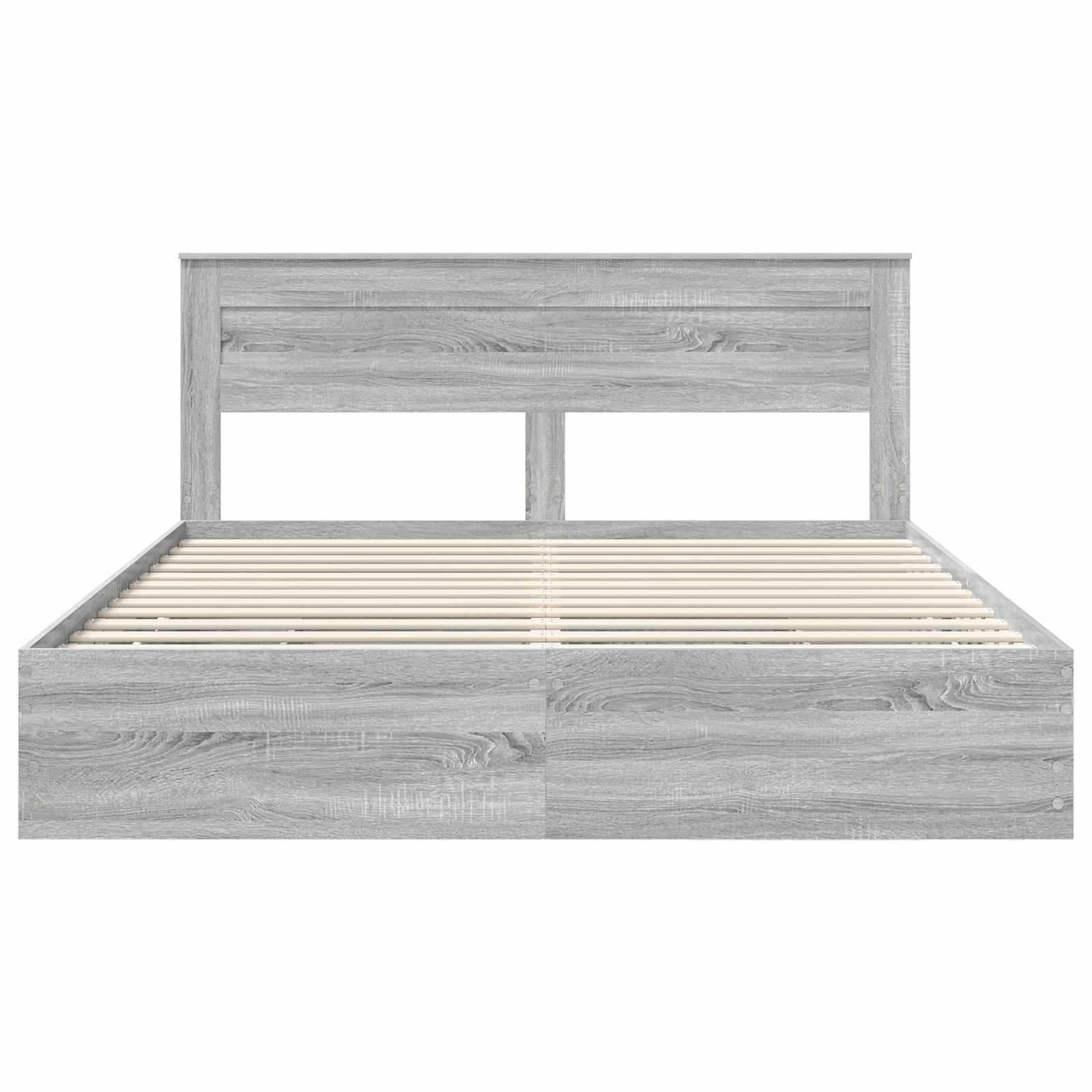 Cadre de lit gris en panneau de bois pour la chambre, 200 × 200 cm - 8