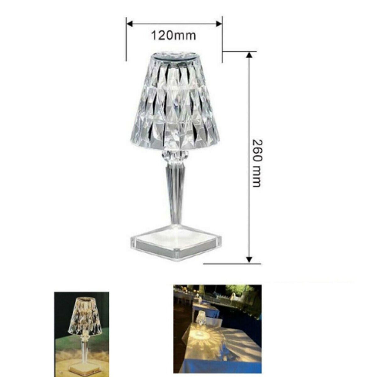 LAMPE DE TABLE DIAMANT RECHARGEABLE PAR USB EFFET CRISTAL LUMIÈRE LED RVB 2002 - 2