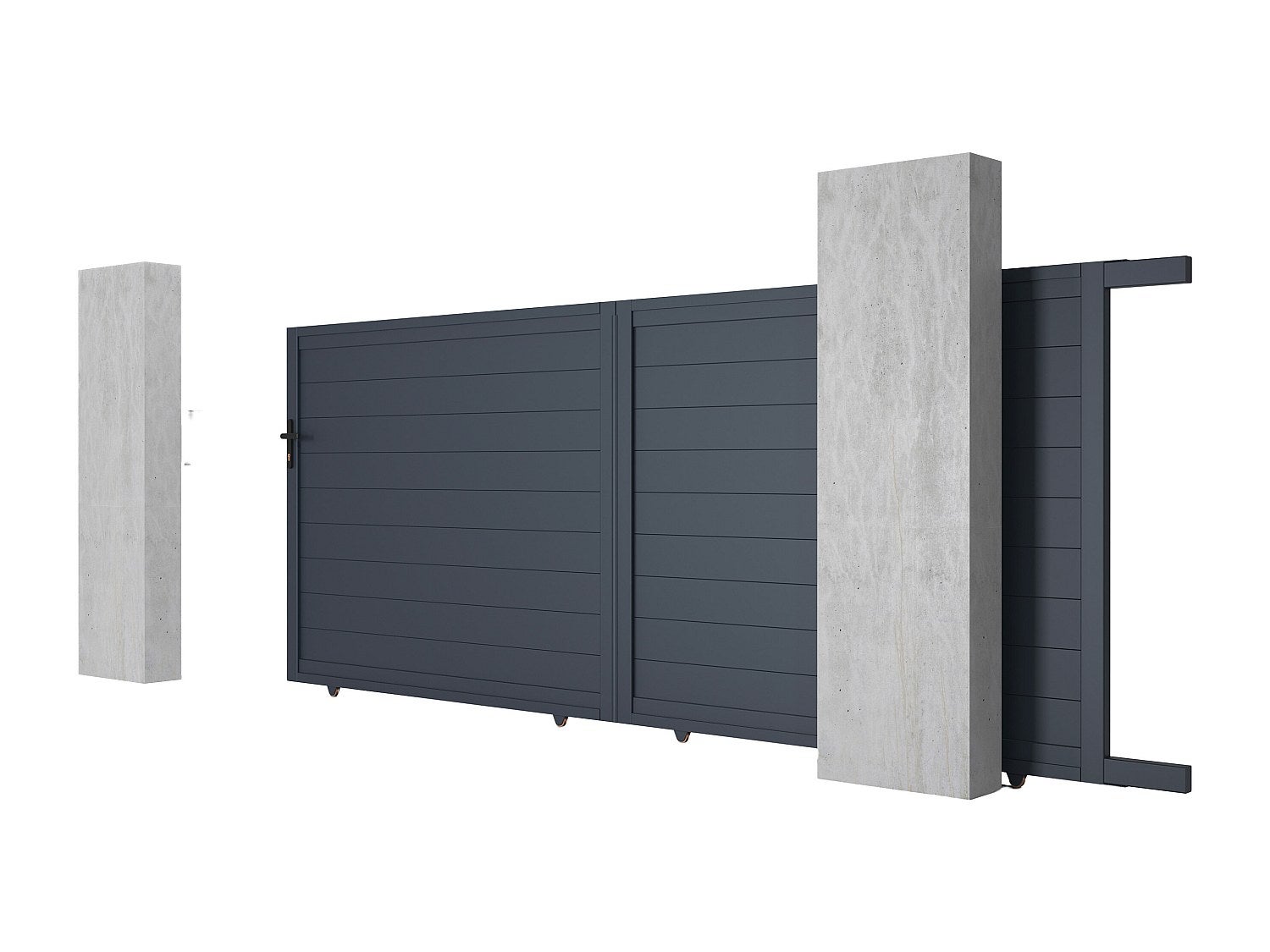 Portail coulissant aluminium plein L416 x H180 cm anthracite - NAZARIO - 3