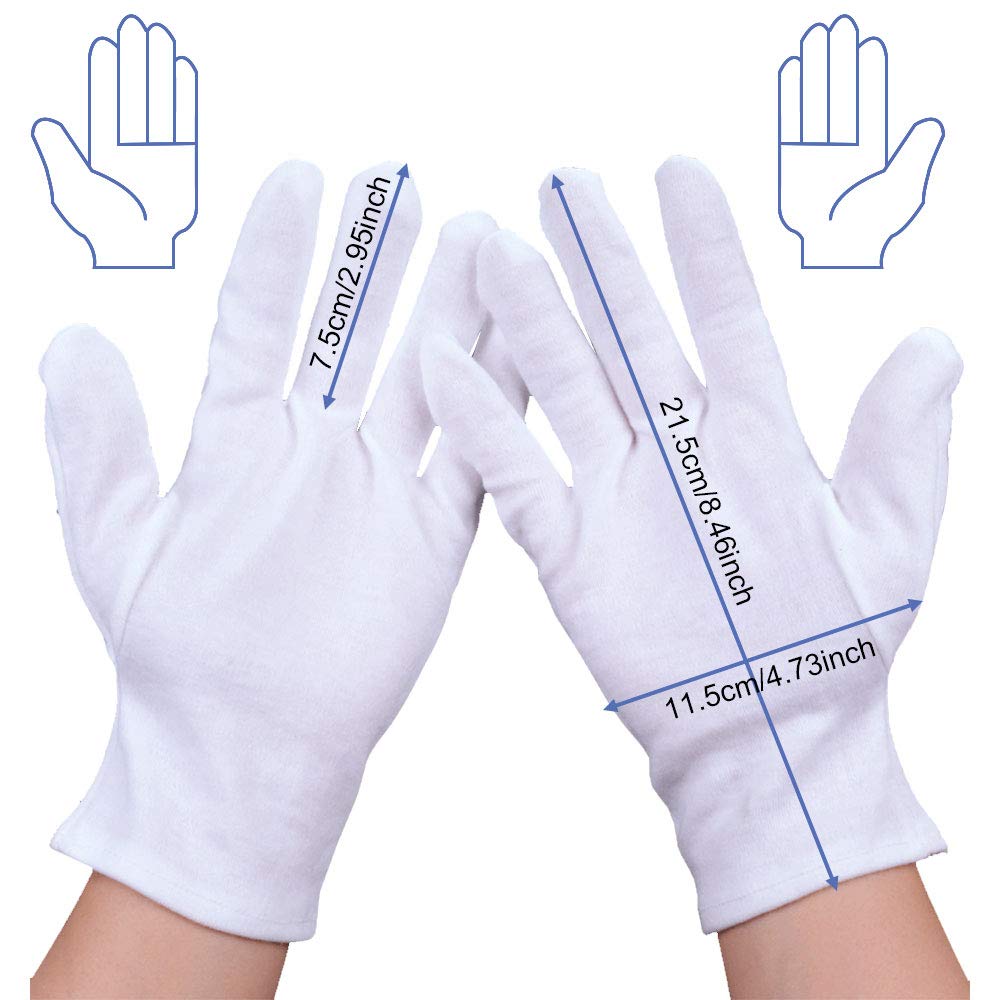 12 Paires de Gants en Coton Blanc, Gants en Coton, Confortables et Respirants, Gants de Coton Blanc Réutilisables Gants Blancs Gants Coton - 3