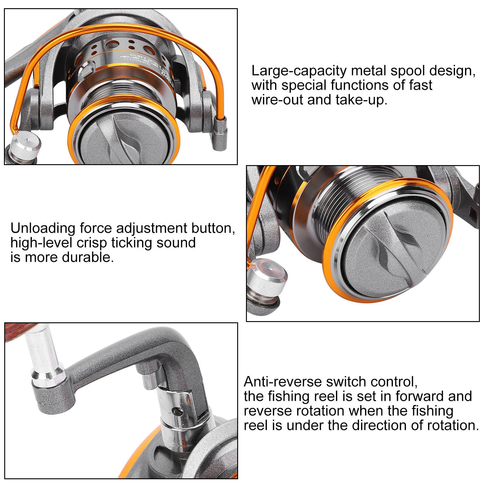 Accessorio per la pesca con mulinello da pesca portatile in metallo con canna da pesca in mare a 13 alberi grigio argento - 3