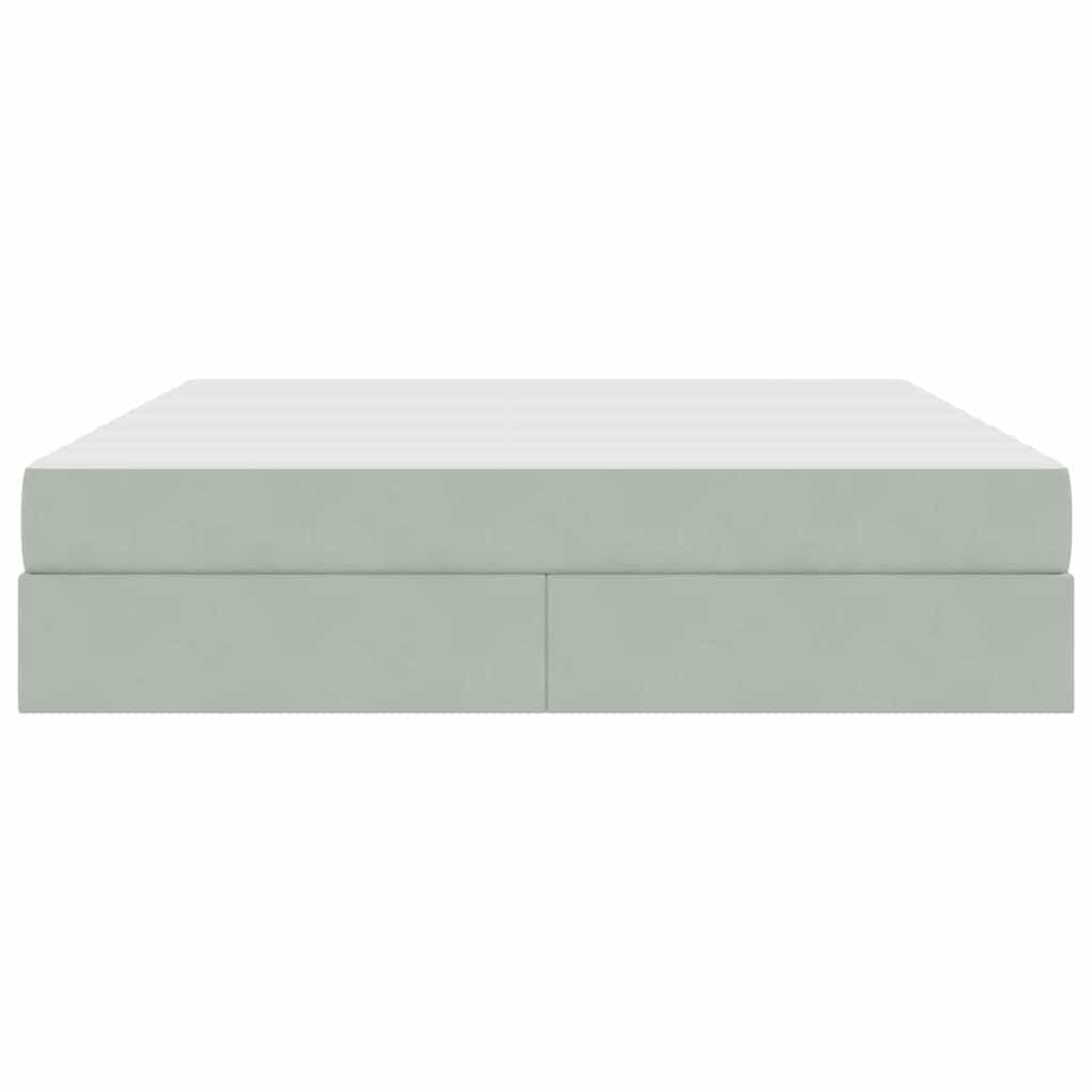 Lit avec rangement et matelas gris clair 160 x 200 cm velours - 7