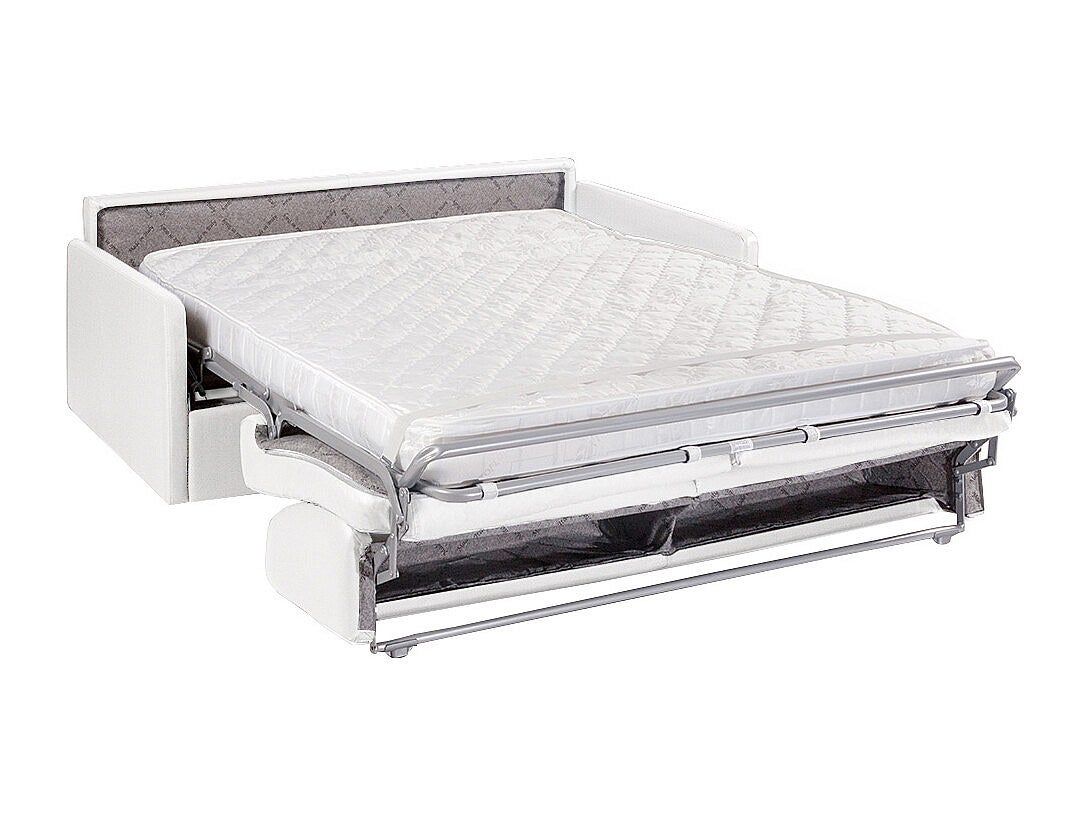 Canapé 4 places convertible express en simili blanc - Couchage à lattes larges 160 cm - Matelas 14 cm CALIFE - 3